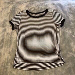 AEO Black & White Striped Crop Top